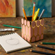 16981-09#Cer, 4"h Pen Holder, Blush/gold