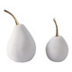 EV22151#S/2 6/7" Bairoil Quartz Resin Pears, White/gold