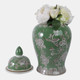 22191-02#18x9" Bird & Flower Temple Jar, Green/brown