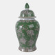 22191-02#18x9" Bird & Flower Temple Jar, Green/brown