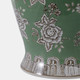 22191-02#18x9" Bird & Flower Temple Jar, Green/brown