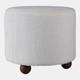 22193#20" Faux Fur Ottoman W/ Ball Feet, Ivory