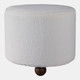 22193#20" Faux Fur Ottoman W/ Ball Feet, Ivory