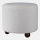22193#20" Faux Fur Ottoman W/ Ball Feet, Ivory