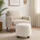22193#20" Faux Fur Ottoman W/ Ball Feet, Ivory