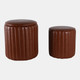 22195#S/2 15/18" Channeled Faux Leather Ottoman, Brown