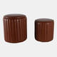 22195#S/2 15/18" Channeled Faux Leather Ottoman, Brown