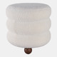 22196#18x18" Ribbed Teddy Ottoman W/ Ball Feet, Ivory