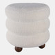 22196#18x18" Ribbed Teddy Ottoman W/ Ball Feet, Ivory