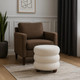 22196#18x18" Ribbed Teddy Ottoman W/ Ball Feet, Ivory