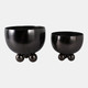 22205-01#S/2 9/11" Metal Bowl Planter With Ball Feet, Gunme