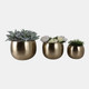 22207-01#S/3 9/12/14" Hammered Metal Planters, Gold