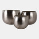 22207-02#S/3 9/12/14" Hammered Metal Planters, Silver