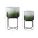 22209-02#S/2 19/23" Gradient Metal Planters On Stands, Gree