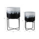 22209-04#S/2 19/23" Brush Strokes Metal Planters On Stands,