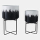 22209-05#S/2 19/23" Metal Planters On Stands, White/blk Kd