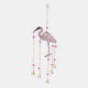 22215#22x10" Beaded Mosaic Flamingo Chime, Pink