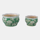 22235-01#S/2 6/8" Floral Chinoiserie Planters, Green