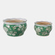 22235-01#S/2 6/8" Floral Chinoiserie Planters, Green