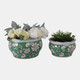 22235-02#S/2 10/12" Chinoiserie Vines Planters, Green