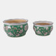 22235-02#S/2 10/12" Chinoiserie Vines Planters, Green