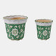 22236-01#S/2 6/8" Flower & Vine Chinoiserie Planters, Green