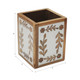 22263#4x3" Wood Petals Resin Pencil Cup, Brown/white
