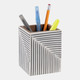 22264#4x3" Ridged Lines Resin Pencil Cup, Black/white