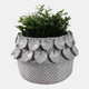 20246-04#10" Leaf Applique Woven Planter, White
