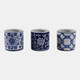 22299#S/3 4" Chinoiserie Pencil Cups, Blue/white