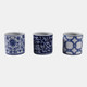 22299#S/3 4" Chinoiserie Pencil Cups, Blue/white