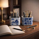 22301#S/2 5x4" Chinoiserie Pencil Cups, Blue/white