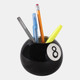 22305#4" 8-ball Pencil Cup, Black/white