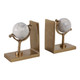 EV22287#S/2 11" Henrico Marble Globe Bookends, Gold
