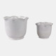 22311#S/2 8/11" Ruffle Edge Planter, Ivory