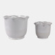 22311#S/2 8/11" Ruffle Edge Planter, Ivory