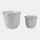 22311#S/2 8/11" Ruffle Edge Planter, Ivory