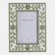 17802-03#4x6 Sage Green Petals Photo Frame, White/green