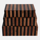 22315#S/3 10/11/12" Striped Boxes, Natural/black