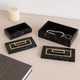 22321#S/2 12/14" Brass Inlay Boxes With Hardware, Black