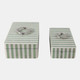 22322#S/2 12/14? Strpd Resin Boxes W/ Hardware, Grn/ivry