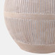 18760-03#Terracotta, 19" Organic Vase With Lines, Ivory