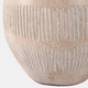 18761-03#Terracotta, 16" Organic Vase With Lines, Ivory
