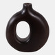 17558-08#7x7" Cut-out Wood Vase, Dark Brown