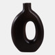 17558-10#14x9" Cut-out Wood Vase, Dark Brown