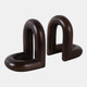 18701-01#S/2 7" Loopy Wood Bookends Set, Dark Brown 