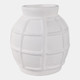 22384#11x11" Windowpane Paper Mache Vase, White