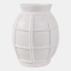22385#14x11" Windowpane Paper Mache Vase, White