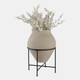 22400-02#27x18" Terracotta Pot In Metal Stand, Ivory/ Black