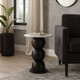 22405#20x18" Bubble Base Marble Top Accent Table,wht/blk